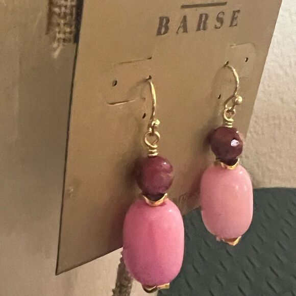 Studio Barse Pink and Purple agate & Jade, Earrings with Gold Accents #BRER - Picture 3 of 7
